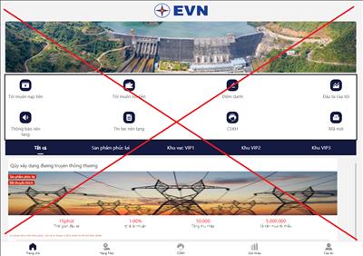 TIẾP TỤC XUẤT HIỆN TRANG WEB GIẢ MẠO  THƯƠNG HIỆU EVN 
